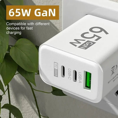 GaN Fast Charging 65W USB Type C Charger PD 3.0 Quick Charge Wall For Phone Adapter For iPhone 15 Xiaomi Huawei Samsung Oneplus