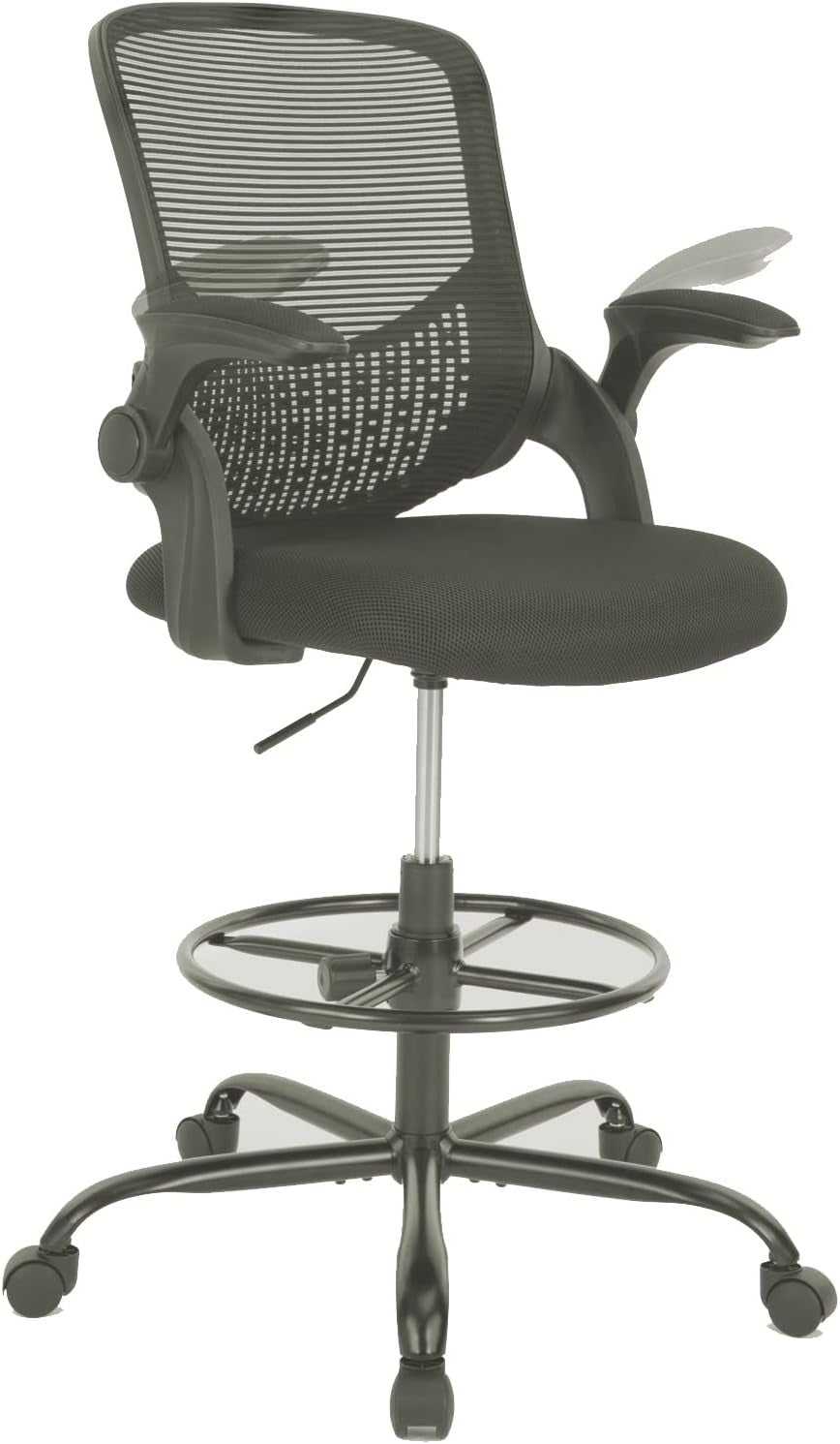 S-1388-Gy Ergonomic, High Back Desk Adjustable Headrest Armrests, Breathable Mesh Chair with Lumbar Support and Tilt Function Gaming Home Office, Grey