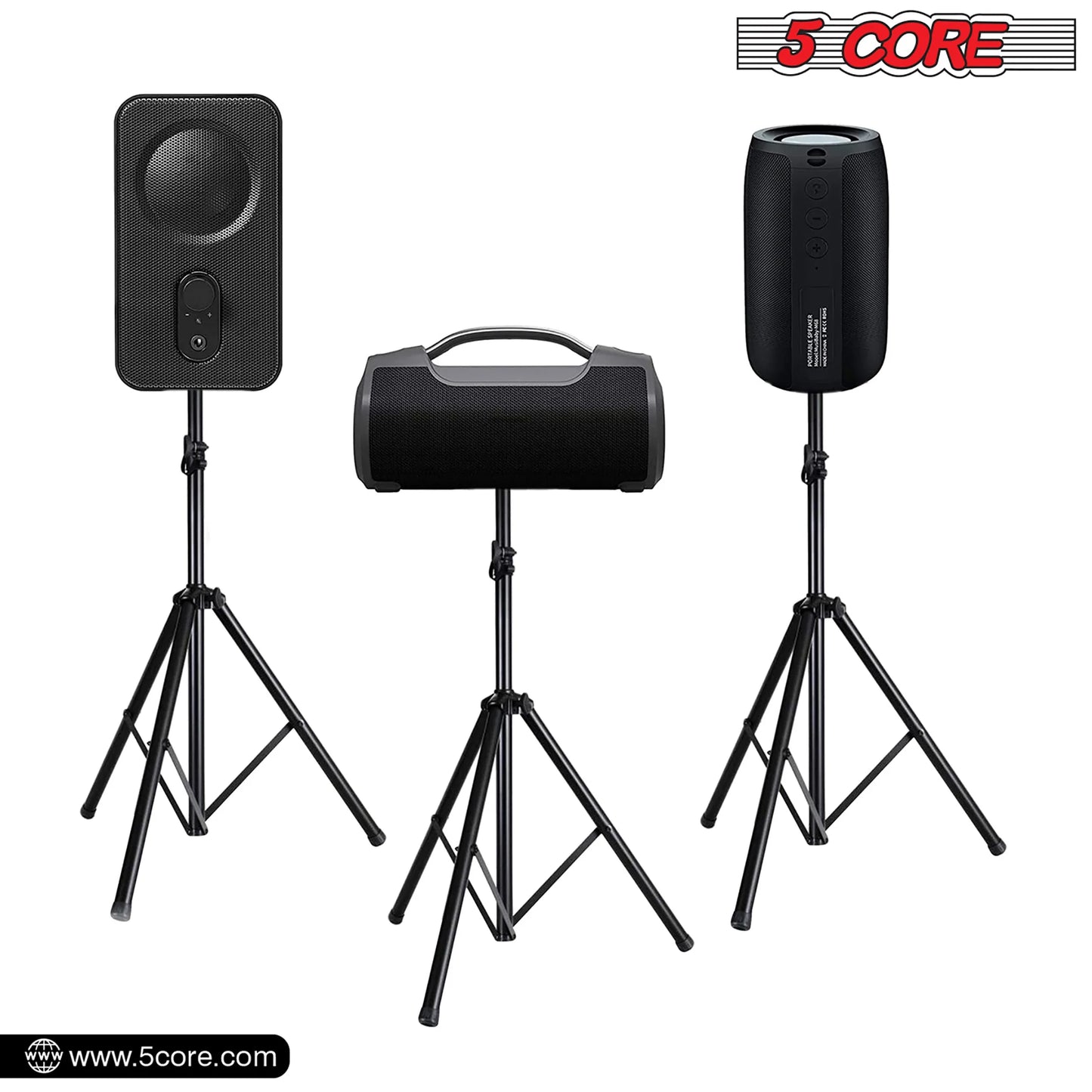 5Core Speaker Stand Tripod Floor Short Adjustable DJ Studio Monitor Stands Pole Mount BLACK