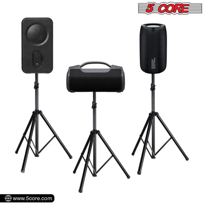 5Core Speaker Stand Tripod Floor Short Adjustable DJ Studio Monitor Stands Pole Mount BLACK