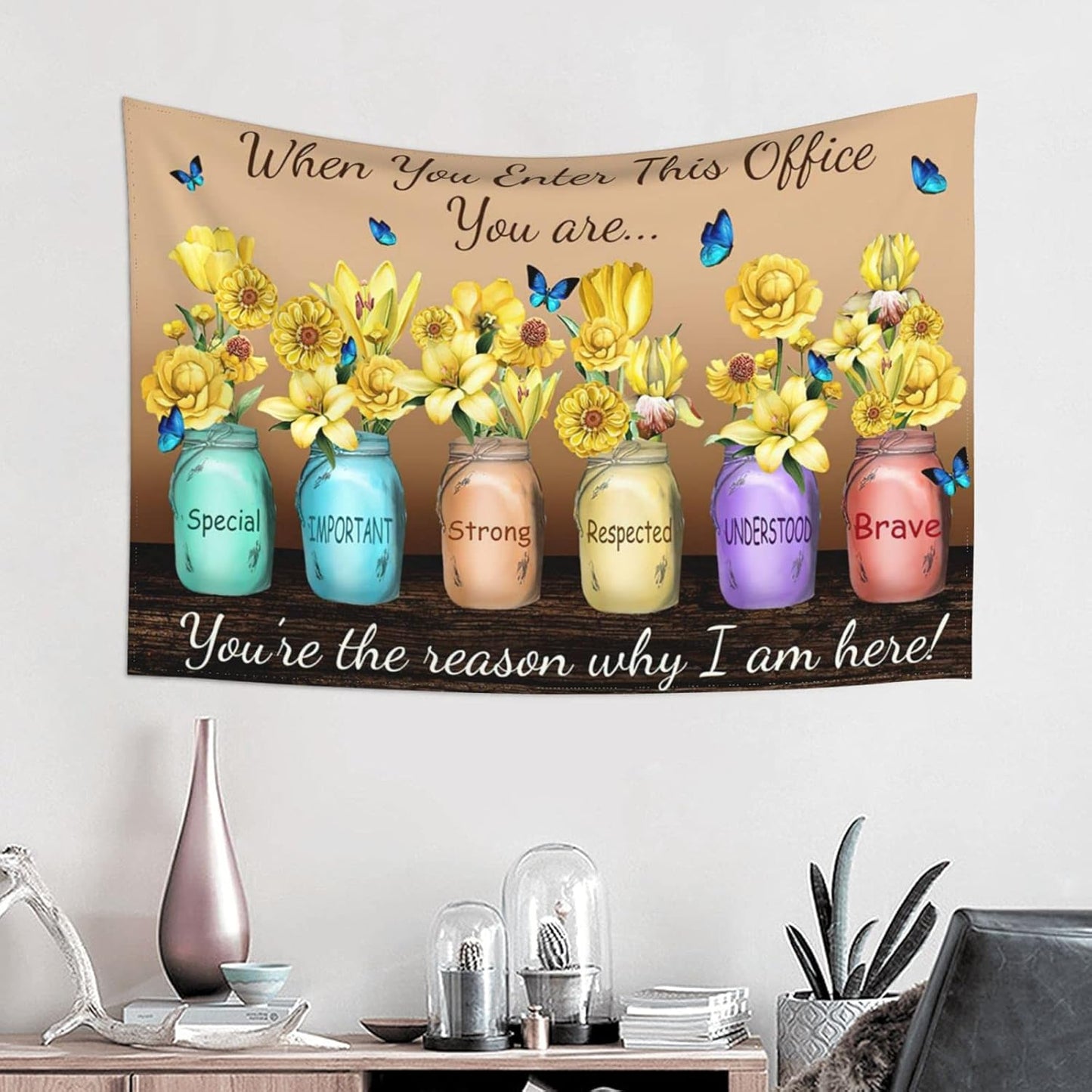 Wogxam Office Tapestry Office Poster When You Enter This Office Tapestries Inspirational Quotes Office Wall Decor Canvas, Office Canvas Teamwork Poster, Motivational Office 60X40In