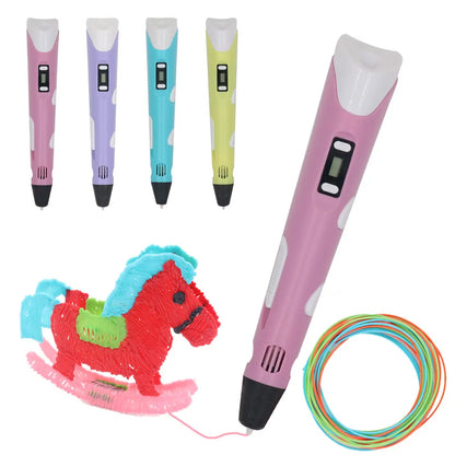 Kids 3D Printing Pen LCD Display Gel Art Craft Printer PLA/ABS Filament 3D Drawing Printing Pen for Kids/Adults Creative Drawing